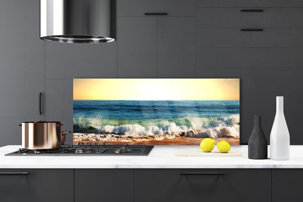 Panou sticla bucatarie Ocean Beach Peisaj Maro Albastru