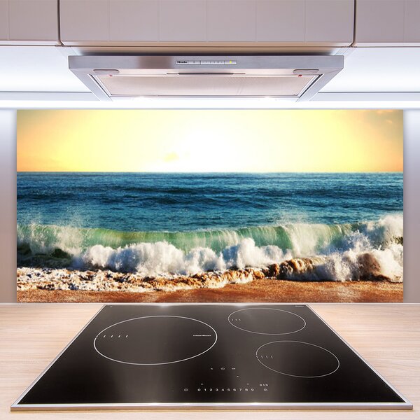 Panou sticla bucatarie Ocean Beach Peisaj Maro Albastru