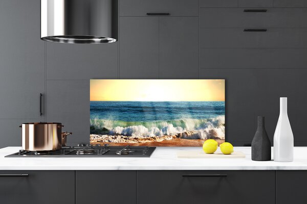 Panou sticla bucatarie Ocean Beach Peisaj Maro Albastru