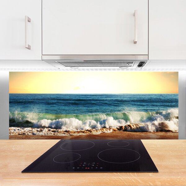 Panou sticla bucatarie Ocean Beach Peisaj Maro Albastru