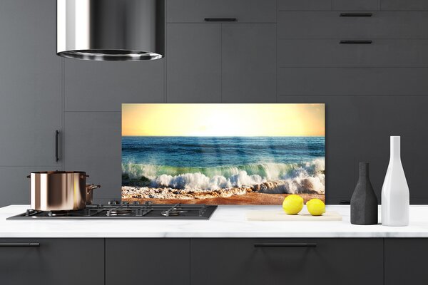 Panou sticla bucatarie Ocean Beach Peisaj Maro Albastru