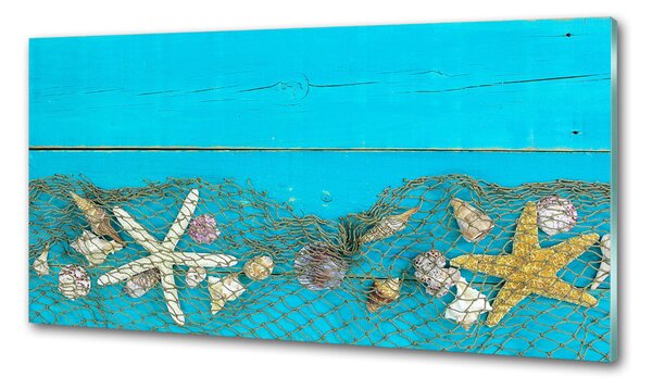 Panou sticlă decorativa bucătărie Starfish și scoici