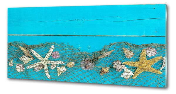 Panou sticlă decorativa bucătărie Starfish și scoici