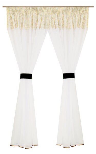 Perdea Velaria in alb si flori, 345x150 cm