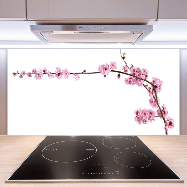 Panou sticla bucatarie Flori Floral Roz Alb