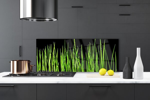 Panou sticla bucatarie Weed Floral Verde Negru