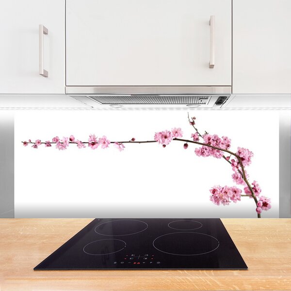 Panou sticla bucatarie Flori Floral Roz Alb