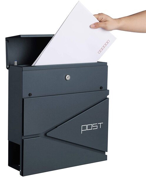 Cutie poștală modernă cu suport pentru ziare 37 x 37 x 10,5 cm antracit