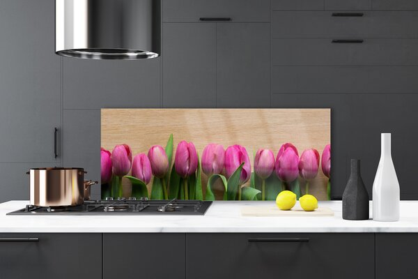 Panou sticla bucatarie Flori Floral Roz Verde Maro