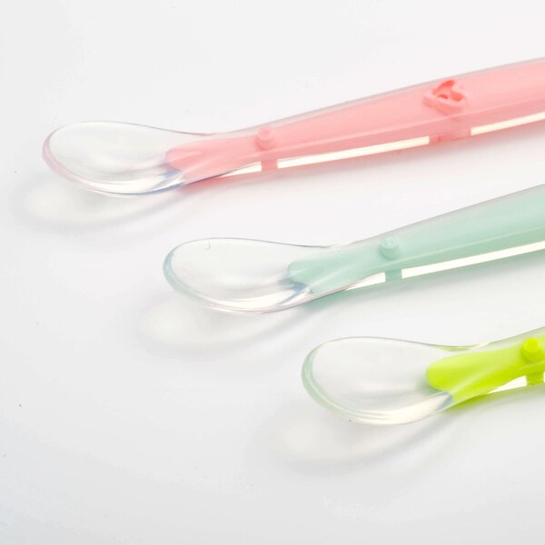 Lingurita bebe din silicon moale, cu ventuza la baza si cutie pentru depozitare Kidizi mint, 6 luni+, ideal inceput diversificare, fara BPA