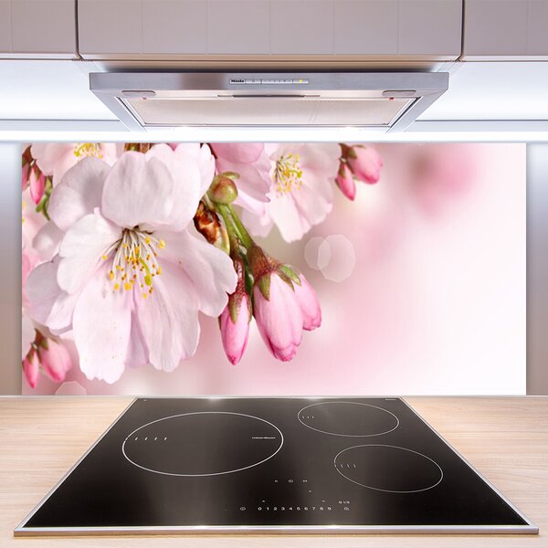 Panou sticla bucatarie Flori roz Floral