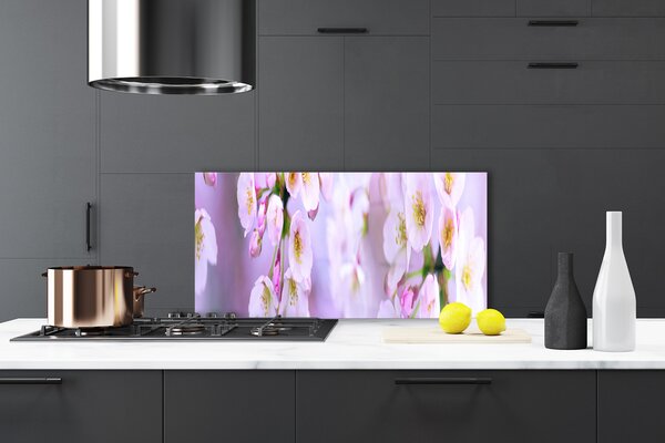 Panou sticla bucatarie Flori Floral Alb Violet