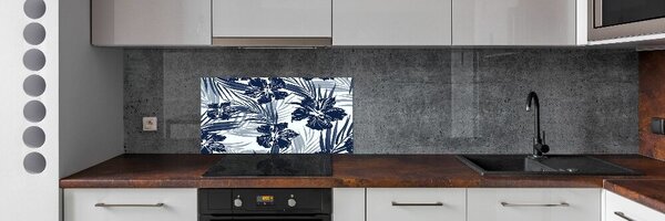 Panou sticla securizata bucatarie flori tropicale