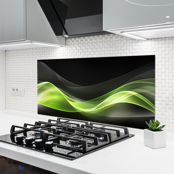 Panou sticla bucatarie Abstract Art Verde Gri Negru