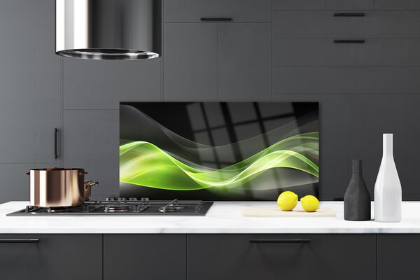 Panou sticla bucatarie Abstract Art Verde Gri Negru