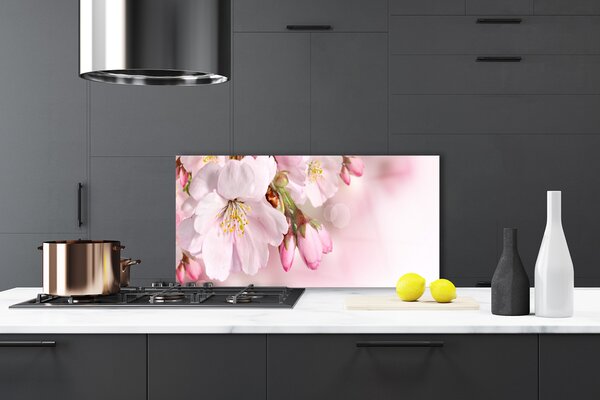 Panou sticla bucatarie Flori roz Floral