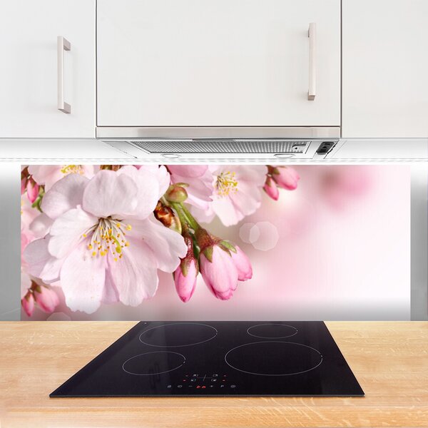 Panou sticla bucatarie Flori roz Floral