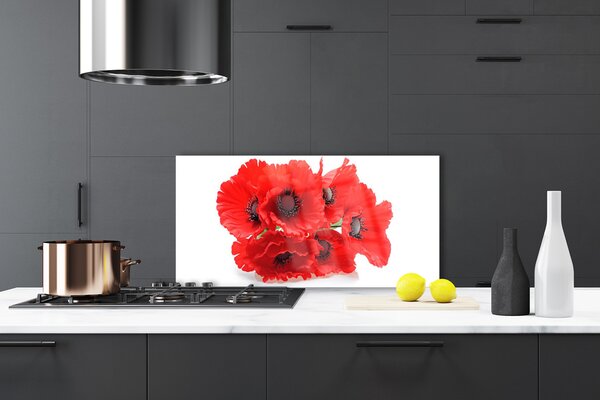 Panou sticla bucatarie Flori Floral Roșu Alb