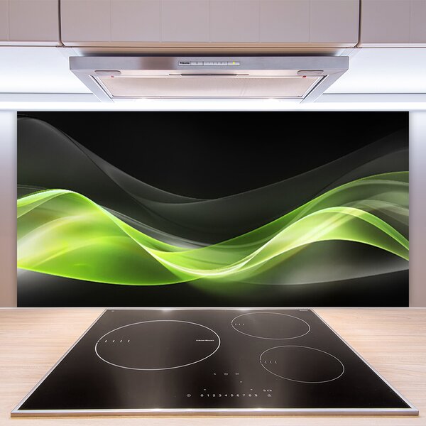 Panou sticla bucatarie Abstract Art Verde Gri Negru