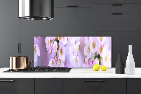 Panou sticla bucatarie Flori Floral Alb Violet