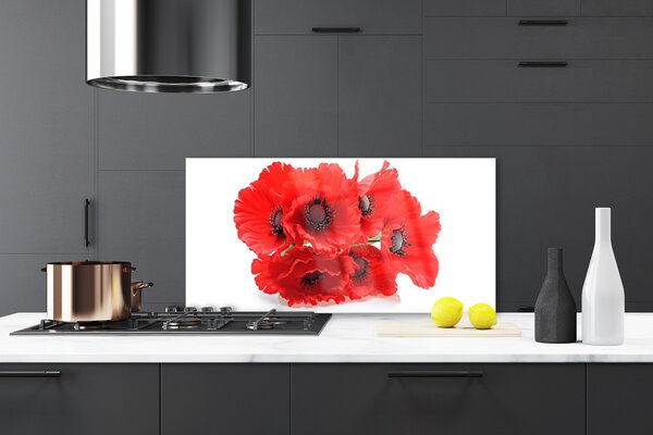 Panou sticla bucatarie Flori Floral Roșu Alb