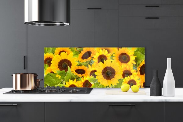 Panou sticla bucatarie Floarea soarelui Floral Galben Maro Verde