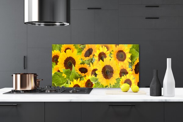 Panou sticla bucatarie Floarea soarelui Floral Galben Maro Verde