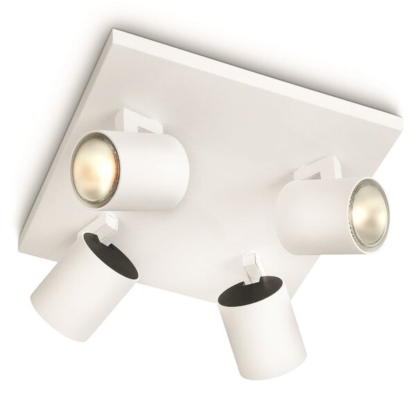 Philips myLiving Runner spot tavan GU10 4 bec alb, reglabil, Alb, Camera de zi / sufragerie, Metal