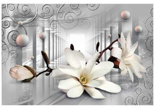 Tapet magnolie cu fundal abstract