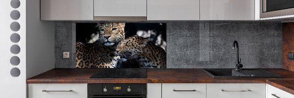Sticlă printata bucătărie doi leoparzi