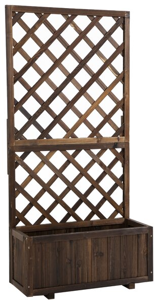Outsunny Jardinieră de Exterior cu Spalier, Grilaj pentru Plante Cățărătoare și Ghiveci, 72.5x31.5x149.5 cm, Lemn Natural | Aosom Romania