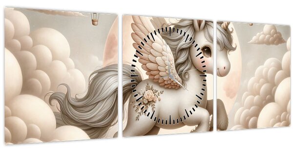 Tablou - Inorog în nori (cu ceas) (90x30 cm)