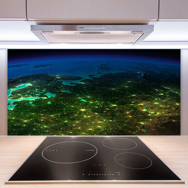 Panou sticla bucatarie Abstract Art Verde Albastru