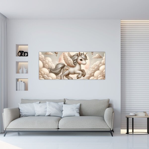 Tablou - Inorog în nori (120x50 cm)