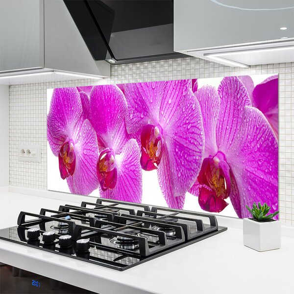 Panou sticla bucatarie Flori roz Floral