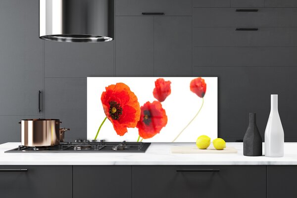 Panou sticla bucatarie Flori Floral Roșu Verde