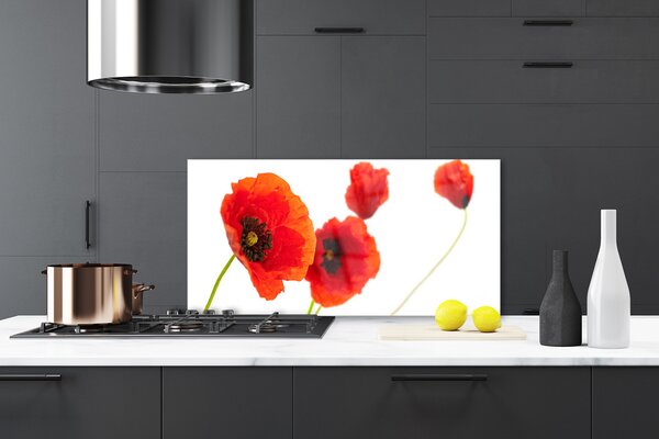 Panou sticla bucatarie Flori Floral Roșu Verde
