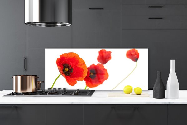 Panou sticla bucatarie Flori Floral Roșu Verde