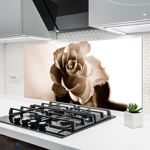 Panou sticla bucatarie Rose Floral Sepia