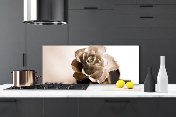 Panou sticla bucatarie Rose Floral Sepia