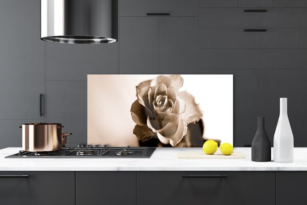 Panou sticla bucatarie Rose Floral Sepia