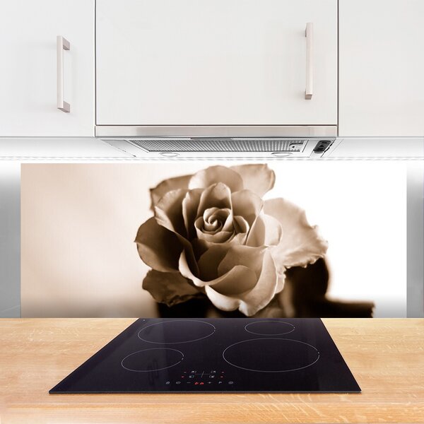 Panou sticla bucatarie Rose Floral Sepia