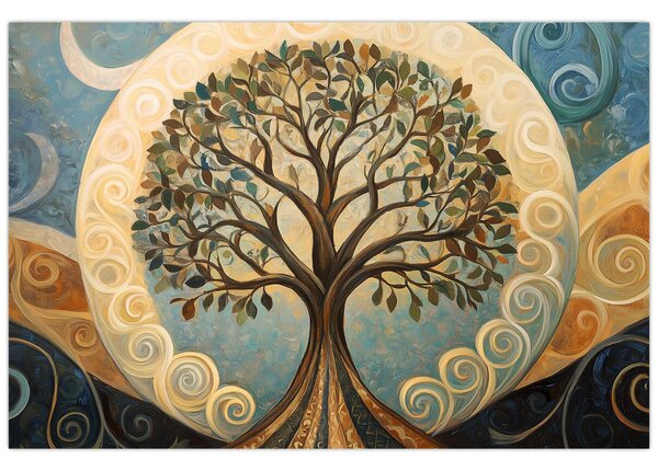 Tablou – Arborele vieții și spirale (90x60 cm)