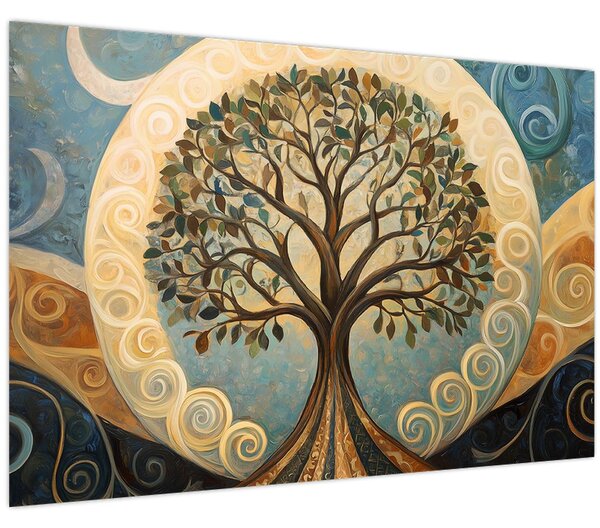 Tablou – Arborele vieții și spirale (90x60 cm)