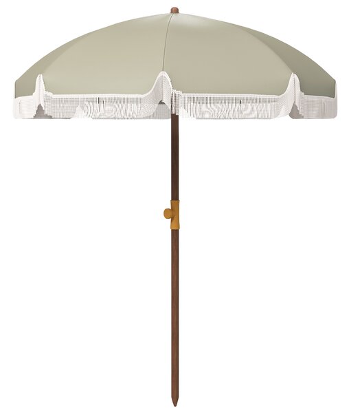 Outsunny Umbrelă de Plajă Portabilă cu Volane în Aer Liber cu Baldachin Ventilat, Geantă de Transport, Ø1.9x2.1 m, Alb-Crem | Aosom Romania