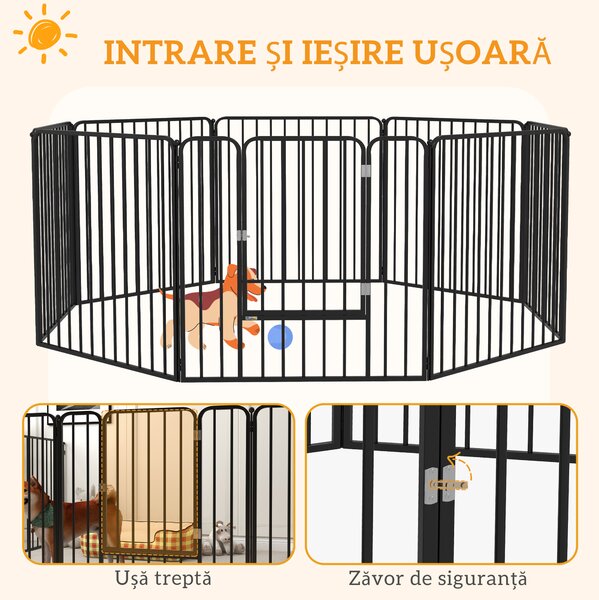 Pawhut tarc Joaca Caini – 6 Panouri Metalice, Rezistent Interior/Exterior | Aosom Romania