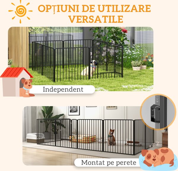 Pawhut tarc Joaca Caini – 6 Panouri Metalice, Rezistent Interior/Exterior | Aosom Romania