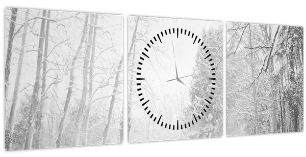 Tablou - Pier de lemn în timpul iernii (cu ceas) (90x30 cm)