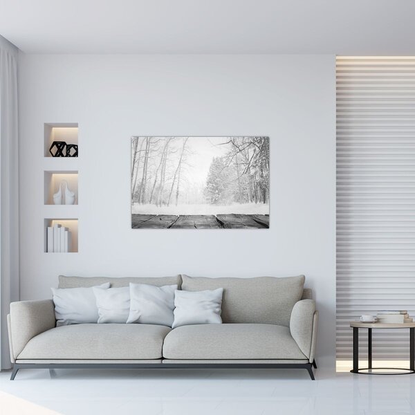 Tablou - Pier de lemn în timpul iernii (90x60 cm)