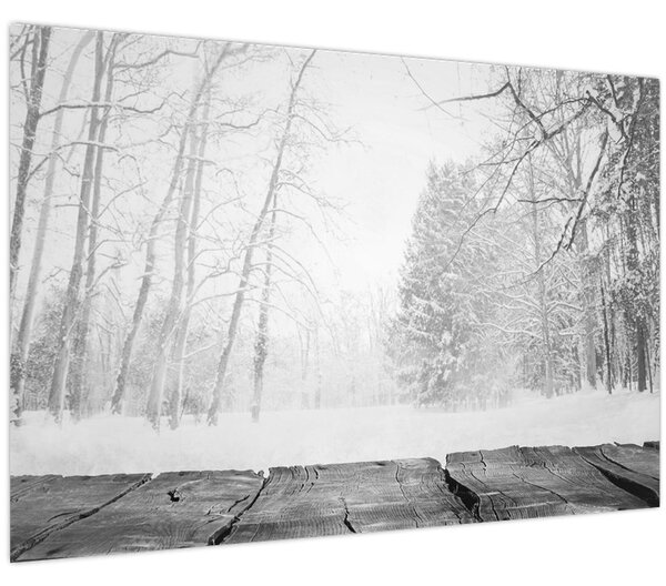 Tablou - Pier de lemn în timpul iernii (90x60 cm)